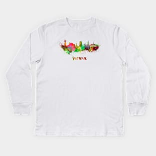 Vienna skyline in watercolor Kids Long Sleeve T-Shirt